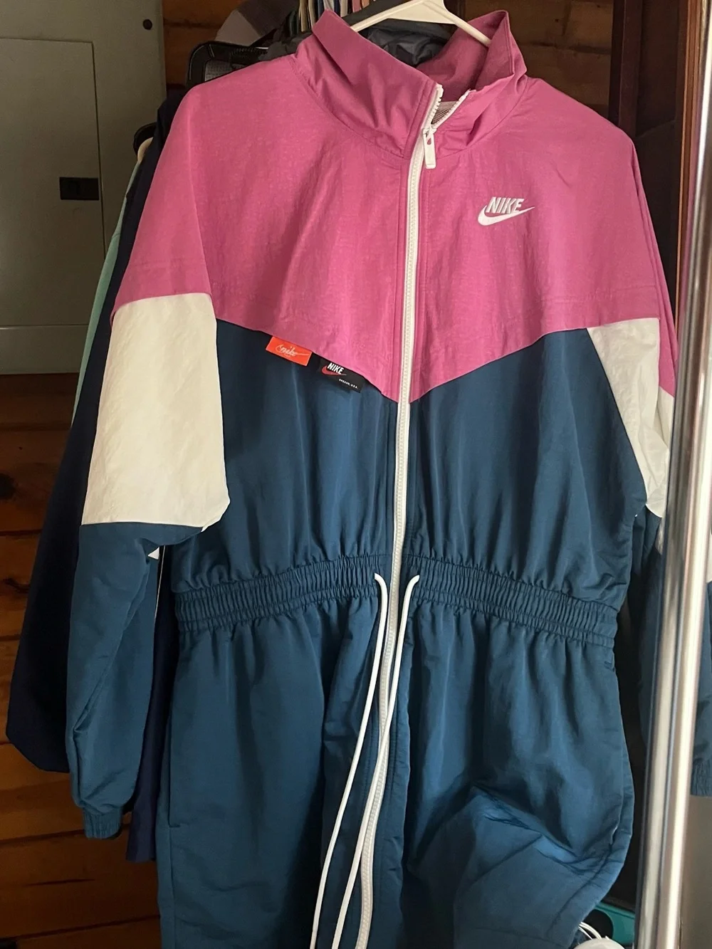 Nike Colorblock Windbreaker in Pink, Navy & White